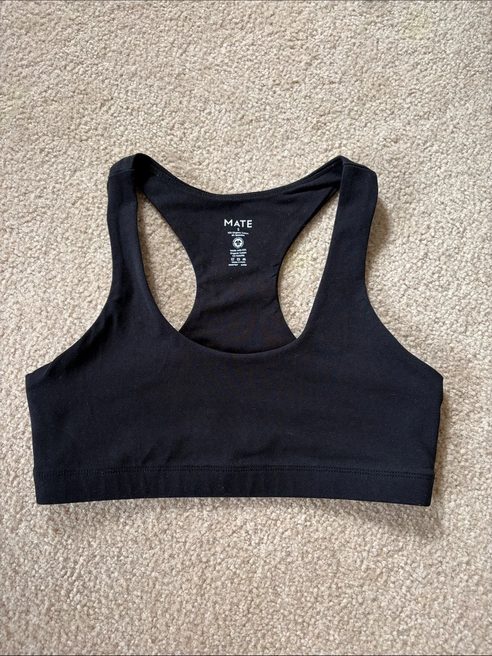 Mate the Label Organic Cotton Black Racerback Sports Bra